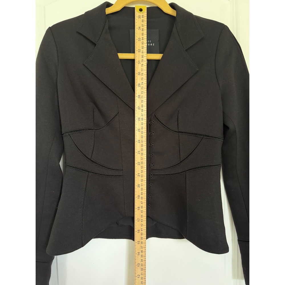 Robert Rodriguez Black Corset Hook & Eye Structured Blazer Jacket Size 4 - Picture 4 of 9